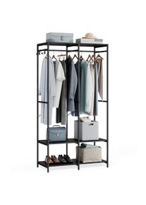 M&Ouml;BELIX M&ouml;belix , Schwarz , Metall, Holzwerkstoff , 2 F&auml;cher , 94.5x180x40 cm , ohne T&uuml;ren , Garderobe, Garderobenschr&auml;nke