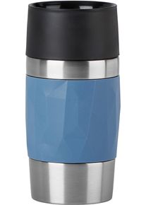 Thermobecher Emsa "Travel Mug Compact", blau (hellblau), H:15cm &Oslash;:7,2cm, Edelstahl, Kunststoff, Silikon, Trinkgef&auml;&szlig;e, Thermobecher, 0,3L, Edelstahl, 3h warm/6h kalt, 360Trink&ouml;ffnung, sp&uuml;lmaschinenfest