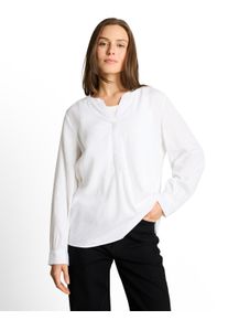 Langarmbluse Tom Tailor, Damen, Gr. 38, wei&szlig;, Web, Obermaterial: 55% Lyocell, 45% Viskose, unifarben, regular fit h&uuml;ftbedeckend, Rundhals, 1-Knopf-Manschette, Blusen Langarmbluse, mit Viskose