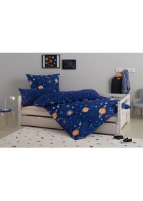 Kinderbettw&auml;sche OTTO HOME "CUDDLEE", blau (weltall), B/L: 135cm x 200cm, 1 Stk., 1 Stk., Biber, B/L: 40cm x 80cm, 2, Biber, Obermaterial: 100% Baumwolle, Bettw&auml;sche, Kinderbettw&auml;sche, in vielen Designs: Dino,Einhorn,Weltraum,Baustelle,Herz,Trecker,Safari