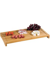 Schneide- und Abdeckplatte Kesper, beige (natur), B:28cm H:4,3cm L:54cm, Bambus, Herdabdeckplatten, Schneide- und Abdeckplatte, aus 100% FSC zertifiziertem Bambus, vier rutschfeste Elastikf&uuml;&szlig;e