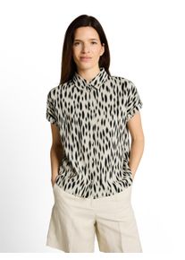 Hemdbluse Tom Tailor, Damen, Gr. 46, sand stone beige abstract dot, Web, Obermaterial: 55% Lyocell, 45% Viskose, regular fit normal, ohne Ausschnitt, Blusen Hemdbluse, mit Knopfleiste