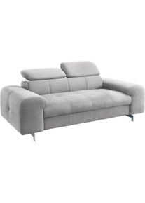 2-Sitzer COTTA "Chef", grau, B:201cm H:72cm T:105cm, Chenille (90% Polyester, 10% Polyamid);Struktur (100% Polyester), Sofas, 2-Sitzer, mit Kopfteilverstellung