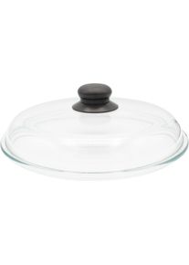 Kr&uuml;ger Deckel KR&Uuml;GER "Glasdeckel Brilliant mit Kunststoffknopf", transparent, H:8,5cm &Oslash;:24cm, Glas, Kunststoff, Deckel, Deckel, hitzebest&auml;ndig bis 160C und sp&uuml;lmaschinengeeignet