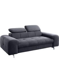2-Sitzer COTTA "Chef", schwarz, B:201cm H:72cm T:105cm, Chenille (90% Polyester, 10% Polyamid);Struktur (100% Polyester), Sofas, 2-Sitzer, mit Kopfteilverstellung