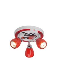 Brilliant LED Deckenstrahler "RACING", rot (rot, wei&szlig;), 3, &Oslash; 31cm H: 11cm, Leuchten, Spotrondell rot/wei&szlig;-schwarz, 3 x GU10 max. 3W, 11cm H&ouml;he, Metall, LED Deckenstrahler