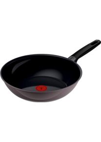 Wok Tefal "Ceramic Control Grey", grau, B:29,8cm H:10,9cm L:47,6cm &Oslash;:28cm, Pfannen, Wok, Keramikbeschichtung, Induktion, Thermo-Signal Temperaturanzeiger
