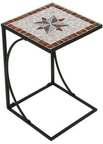 Gartentisch Garden Pleasure "AMARILLO, TOPSELLER", schwarz (schwarz, schwarz, braun, grau, rot, beige), B:35cm H:53cm T:53cm, Tische, Gartentisch, Tischplatte mit Mosaik