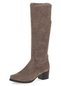 Stiefel Caprice, Damen, Gr. 42, XS-Schaft, grau (taupe), Textil, Schuhe Stiefel, Blockabsatz, Schlupfstiefel mit Stretch-XS-Schaft in schmaler Form