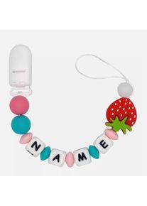 Cute Strawberry Baby Pacifier Chain, Custom Name