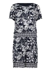Midikleid Betty Barclay "Stufenkleid mit U-Boot-Ausschnitt", Damen, Gr. 40, EURO, dunkelblau, wei&szlig;, Obermaterial: 100% Polyamid PA., Kleider Midikleid