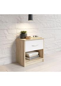 Nachttisch Schlafkontor "Pepe", struktureichefarben hell, wei&szlig;, B:39cm H:41cm T:28cm, Tische, Nachttisch, Breite 39 cm