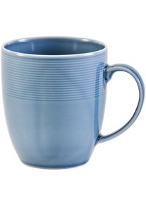 Becher Van Well "Kaffeebecher Jive, 400 ml, 6 St&uuml;ck", blau, B:12,5cm H:10cm &Oslash;:9cm, Porzellan, Trinkgef&auml;&szlig;e, Becher, dezentes Spiraldekor, sp&uuml;lmaschinen-und mikrowellengeeignet