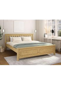 Bett OTTO HOME "Fredegard, skandinavischer Stil, vielseitig kombinierbar, 2 Breiten", kiefer, B:189,6cm H:95,8cm L:213,1cm, Betten, Bett, Sprossen am Kopfteil, mit Lattenrost, Kassettenoptik