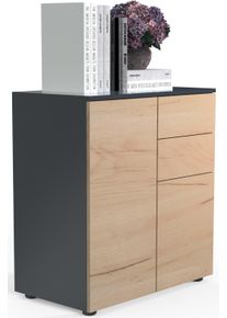 Kommode Vcm "Holz Kommode Sideboard Anrichte Dalosa 4 Schublade", braun (anthrazit, honig, eiche), B:70cm T:39cm, Sideboards, Kommode