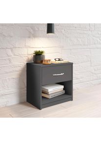 Nachttisch Schlafkontor "Pepe", graphit, B:39cm H:41cm T:28cm, Tische, Nachttisch, Breite 39 cm