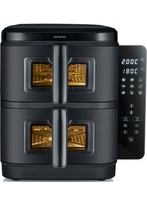 Severin Hei&szlig;luftfritteuse "Severin S-Fry Duo Stack, FR 2468", schwarz, B:44,3cm H:35,4cm T:28,6cm, Fritteusen, 2 Kammern, XXL-Doppelstock Airfryer, 11l, schwarz, Touchbedienung, Hei&szlig;luftfritteuse