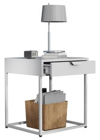 Nachttisch Vcm "Metall Nachttisch Beistelltisch Schublade Flokas S", wei&szlig;, B:43cm T:41cm, Sideboards, Nachttisch