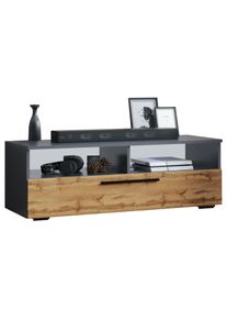 Wohnzimmertisch Vcm "Holz TV Lowboard M&ouml;bel Fernsehschrank Arila XL", braun (anthrazit, honig, eiche), B:115cm T:40cm, Sideboards, Wohnzimmertisch
