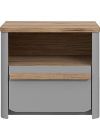 Nachtkonsole FORTE "Surfino", grau (grau, catania eiche), B:48,6cm H:43,9cm T:41,3cm, FSC-zertifizierter Holzwerkstoff, Sideboards, Nachtkonsole