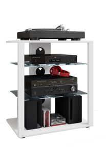 Wohnzimmertisch Vcm "Hifi M&ouml;bel Rack Alu Glas Phono Mediaregal Folas", wei&szlig;, B:60cm T:41cm, Sideboards, Wohnzimmertisch