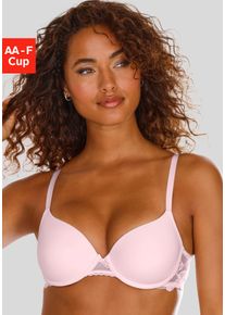 Schalen-BH Lascana "Vittoria", Damen, Gr. 95, Cup C, rosa (ros&eacute;), Spitze, Obermaterial: 84% Polyamid (TACTEL), 16% Elasthan (LYCRA), Basic, BHs Schalen-BH, mit B&uuml;gel und R&uuml;cken aus floraler Spitze