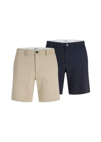 Jack & Jones Chinohose JACK & JONES "JPSTMARCO DYLAN CHINO SHORTS SRT MP 2PK", Damen, Gr. S, N-Gr, schwarz navy pack:string, Web, Obermaterial: 98% Baumwolle, 2% Elasthan, unifarben, regular fit, Hosen Chinohose