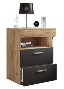 Nachttisch Vcm "Holz Nachttisch Nachtschrank Schublade Slepal L", schwarz (honig, eiche, anthrazit), B:45cm T:39cm, Sideboards, Nachttisch