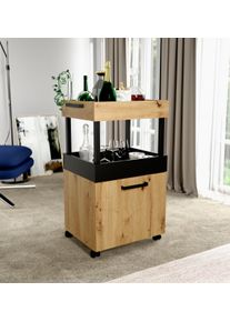 Barschrank FORTE "Homebar", schwarz (artisan eiche, schwarz matt), B:50,2cm H:88,6cm T:41,1cm, FSC-zertifizierter Holzwerkstoff, Schr&auml;nke, Barschrank, H&ouml;he ca. 88 cm