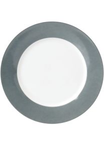 Speiseteller Van Well "Teller Set, Vario", grau (grau, wei&szlig;), B:27cm H:7,6cm T:27cm &Oslash;:26,5cm, Porzellan, Speiseteller, Speiseteller, Porzellan, sp&uuml;lmaschinen- und mikrowellengeeignet, &Oslash; 26,5 cm