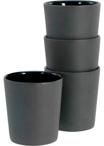 Becher Creatable "Futuro", schwarz (schwarz, grau), 500ml, 4 Stk., Steinzeug, Trinkgef&auml;&szlig;e, Becher, Kaffeebecher, 4-teilig, 500 ml