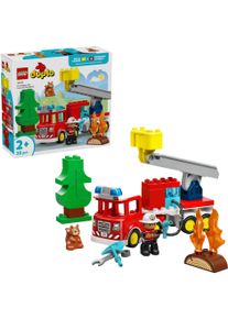 Konstruktionsspielsteine Lego "L&ouml;schauto mit Schlauch und Feuerwehrmann (10473), Lego DUPLO Town", bunt, Spielbausteine, Kinder, Kunststoff, Konstruktionsspielsteine