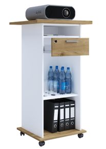 Wohnzimmertisch Vcm "Tisch M&ouml;bel Wagen Beamer Projektor Rollen Neta", braun (wei&szlig;, honig, eiche), B:60cm T:50cm, Sideboards, Wohnzimmertisch