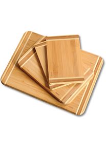 Schneidebrett Kesper, beige (natur), B:28,5cm H:4,2cm L:38cm, Bambus, Schneidebretter, Schneidebrett, (1x 38x28,5x1,6 cm, 1x 28,5x20x1,6 cm, 2 x 25x15x1 cm)