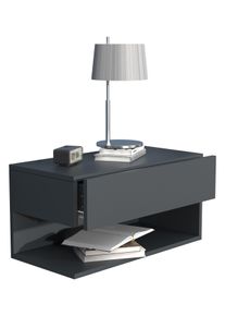Nachttisch Vcm "Wandschublade Wand H&auml;nge Nachttisch Usal XL 60cm", schwarz (anthrazit), B:60cm T:32cm, Sideboards, Nachttisch