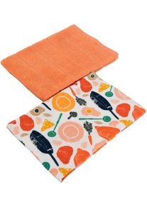 Geschirrtuch Egeria "PAN", orange, B:40cm L:60cm, Obermaterial: 100% Baumwolle, Geschirrt&uuml;cher, Geschirrtuch, 2x 40x60 cm
