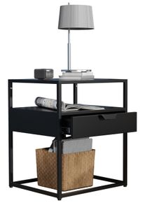 Nachttisch Vcm "Metall Nachttisch Beistelltisch Schublade Flokas M", schwarz, B:45cm T:40cm, Sideboards, Nachttisch