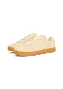 Plateausneaker Tommy Hilfiger "CASUAL SUEDE SNEAKER", Damen, Gr. 40, vanille, Nubukleder, Schuhe Plateausneaker, Freizeitschuh, Halbschuh, Schn&uuml;rer mit weich gepolstertem Schaftrand