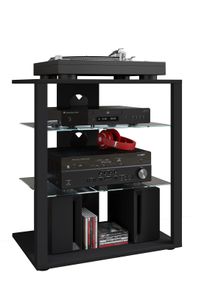 Wohnzimmertisch Vcm "Hifi M&ouml;bel Rack Alu Glas Phono Mediaregal Folas", schwarz, B:60cm T:41cm, Sideboards, Wohnzimmertisch