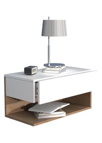 Nachttisch Vcm "Wandschublade Wand H&auml;nge Nachttisch Usal XL 60cm", braun (wei&szlig;, honig, eiche), B:60cm T:32cm, Sideboards, Nachttisch