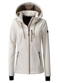 Softshelljacke LPO "Softshelljacke Janice &Uuml;bergangsjacke", Damen, Gr. 46 (L), whisper wei&szlig;, 100% Polyester, regular fit, mit Gummizug, Jacken Softshelljacke, Allover-Print