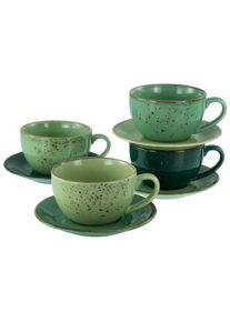 Cappuccinotasse Creatable "Nature Collection Green Life, Cappuccino-Set, 8-tlg.", gr&uuml;n, 8 Stk., Steinzeug, Trinkgef&auml;&szlig;e, Cappuccinotasse, Handwerklicher Look, Vintage