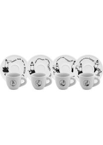 Espressotasse Bialetti "Carosello", wei&szlig;, 80ml, 8 Stk., Porzellan, Trinkgef&auml;&szlig;e, Espressotasse, mit dem unverwechselbaren Bialetti-M&auml;nnchen, 8-teilig, je 80 ml