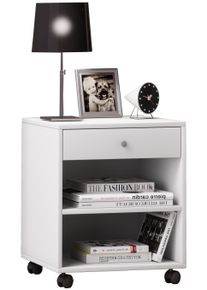 Nachttisch Vcm "Holz Nachttisch Schrank Rolda Schublade Rollen", wei&szlig;, B:45cm T:38cm, Sideboards, Nachttisch