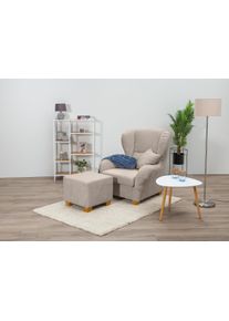 Ohrensessel Home Affaire "Oliver, B: 92 cm, Sitzh&ouml;he: 41 cm", grau (taupe), B:92cm H:103cm T:93cm, 100%Polyester, Sessel, Ohrensessel, 1 Zierkissen