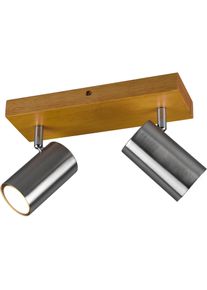 Trio LEUCHTEN Deckenstrahler "Marley", grau (nickelfarben), 2, &Oslash; 6cm H: 16cm, 1 Stk., Leuchten, mit Holz Baldachin, Strahler dreh- und schwenkbar, Deckenstrahler