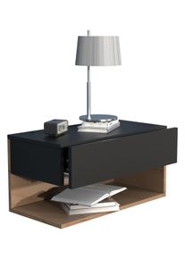 Nachttisch Vcm "Wandschublade Wand H&auml;nge Nachttisch Usal XL 60cm", braun (schwarz, honig, eiche), B:60cm T:32cm, Sideboards, Nachttisch