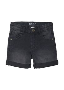 Shorts Minymo "Shorts MIShorts", Jungen, Gr. 98, N-Gr, grau (grau schwarz), Obermaterial: 80% Baumwolle CO. 19% Polyester PES. 1% Elasthan EL., Jeans Shorts