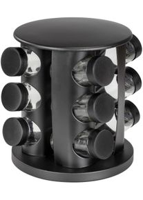 Gew&uuml;rzkarussell Wenko "Modell Bruna", schwarz, H:21,5cm &Oslash;:18,5cm, Gew&uuml;rzstreuer, Gew&uuml;rzkarussell, 360 drehbares Gew&uuml;rzregal mit 12 Gew&uuml;rzgl&auml;sern und Stickern