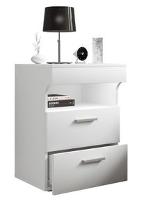 Nachttisch Vcm "Holz Nachttisch Nachtschrank Schublade Slepal L", wei&szlig;, B:45cm T:39cm, Sideboards, Nachttisch